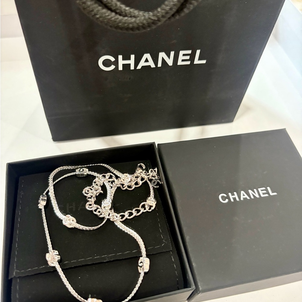 Chanel Silver Charm Chain 90s Necklace Choker